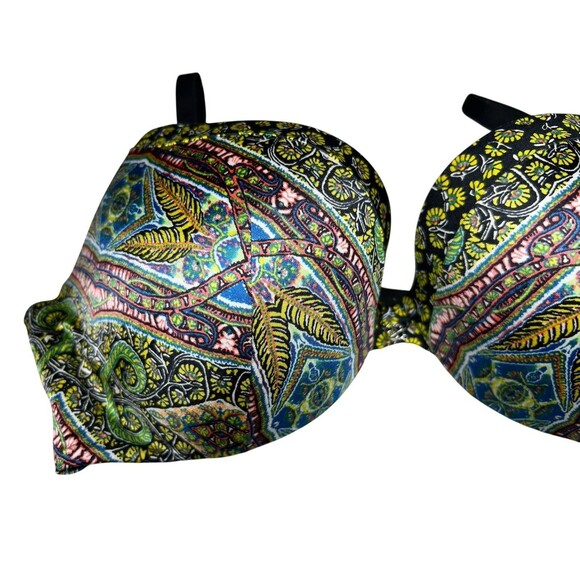 Victoria’s Secret Very Sexy Push-Up Bra 34C Multicolor Paisley‎ Print Underwire - Picture 2 of 7
